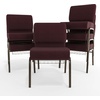 image:imageFlash Furniture HERCULES Series 21W Church Chair in Navy Blue Fabric with Cup Book Rack  Silver Vein FramePlum FabricGold Vein Frame