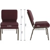 image:imageFlash Furniture HERCULES Series 21W Church Chair in Navy Blue Fabric with Cup Book Rack  Silver Vein FramePlum FabricGold Vein Frame