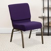 image:imageFlash Furniture HERCULES Series 21W Church Chair in Navy Blue Fabric with Cup Book Rack  Silver Vein FrameRoyal Purple FabricGold Vein Frame