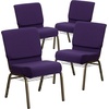 image:imageFlash Furniture HERCULES Series 21W Church Chair in Navy Blue Fabric with Cup Book Rack  Silver Vein FrameRoyal Purple FabricGold Vein Frame