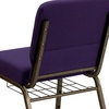 image:imageFlash Furniture HERCULES Series 21W Church Chair in Navy Blue Fabric with Cup Book Rack  Silver Vein FrameRoyal Purple FabricGold Vein Frame