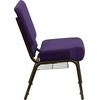 image:imageFlash Furniture HERCULES Series 21W Church Chair in Navy Blue Fabric with Cup Book Rack  Silver Vein FrameRoyal Purple FabricGold Vein Frame