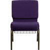 image:imageFlash Furniture HERCULES Series 21W Church Chair in Navy Blue Fabric with Cup Book Rack  Silver Vein FrameRoyal Purple FabricGold Vein Frame