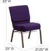 image:imageFlash Furniture HERCULES Series 21W Church Chair in Navy Blue Fabric with Cup Book Rack  Silver Vein FrameRoyal Purple FabricGold Vein Frame