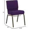 image:imageFlash Furniture HERCULES Series 21W Church Chair in Navy Blue Fabric with Cup Book Rack  Silver Vein FrameRoyal Purple FabricGold Vein Frame