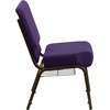image:imageFlash Furniture HERCULES Series 21W Church Chair in Navy Blue Fabric with Cup Book Rack  Silver Vein FrameRoyal Purple FabricGold Vein Frame