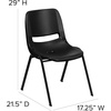 image:imageFlash Furniture HERCULES Series 661 lb Capacity Black Ergonomic Shell Stack Chair with Black Frame and 16 Seat HeightBlack PlasticBlack Frame