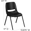image:imageFlash Furniture HERCULES Series 661 lb Capacity Black Ergonomic Shell Stack Chair with Black Frame and 16 Seat HeightBlack PlasticBlack Frame