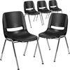 image:imageFlash Furniture HERCULES Series 661 lb Capacity Black Ergonomic Shell Stack Chair with Black Frame and 16 Seat HeightBlack PlasticChrome Frame