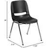 image:imageFlash Furniture HERCULES Series 661 lb Capacity Black Ergonomic Shell Stack Chair with Black Frame and 16 Seat HeightBlack PlasticChrome Frame