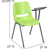 image:imageFlash Furniture HERCULES Series 661 lb Capacity Black Ergonomic Shell Stack Chair with Black Frame and 16 Seat HeightGreen