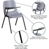 image:imageFlash Furniture HERCULES Series 661 lb Capacity Black Ergonomic Shell Stack Chair with Black Frame and 16 Seat HeightGrey