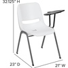image:imageFlash Furniture HERCULES Series 661 lb Capacity Black Ergonomic Shell Stack Chair with Black Frame and 16 Seat HeightWhite