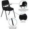 image:imageFlash Furniture HERCULES Series 880 lb Capacity Gray Ergonomic Shell Stack Chair with Black FrameBlack Padded
