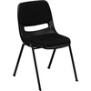 image:imageFlash Furniture HERCULES Series 880 lb Capacity Gray Ergonomic Shell Stack Chair with Black FrameBlack Padded