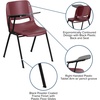 image:imageFlash Furniture HERCULES Series 880 lb Capacity Gray Ergonomic Shell Stack Chair with Black FrameBurgundy