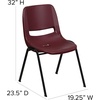 image:imageFlash Furniture HERCULES Series 880 lb Capacity Gray Ergonomic Shell Stack Chair with Black FrameBurgundy