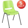 image:imageFlash Furniture HERCULES Series 880 lb Capacity Gray Ergonomic Shell Stack Chair with Black FrameGreen