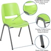 image:imageFlash Furniture HERCULES Series 880 lb Capacity Gray Ergonomic Shell Stack Chair with Black FrameGreen