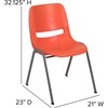 image:imageFlash Furniture HERCULES Series 880 lb Capacity Gray Ergonomic Shell Stack Chair with Black FrameOrange