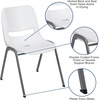 image:imageFlash Furniture HERCULES Series 880 lb Capacity Gray Ergonomic Shell Stack Chair with Black FrameWhite