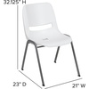image:imageFlash Furniture HERCULES Series 880 lb Capacity Gray Ergonomic Shell Stack Chair with Black FrameWhite