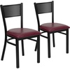 image:imageFlash Furniture HERCULES Series Black Grid Back Metal Restaurant Chair  Burgundy Vinyl SeatBurgundy Vinyl SeatBlack Metal Frame