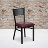 image:imageFlash Furniture HERCULES Series Black Grid Back Metal Restaurant Chair  Burgundy Vinyl SeatBurgundy Vinyl SeatBlack Metal Frame