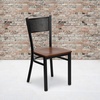 image:imageFlash Furniture HERCULES Series Black Grid Back Metal Restaurant Chair  Burgundy Vinyl SeatCherry Wood SeatBlack Metal Frame