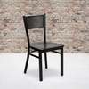 image:imageFlash Furniture HERCULES Series Black Grid Back Metal Restaurant Chair  Burgundy Vinyl SeatMahogany Wood SeatBlack Metal Frame
