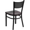 image:imageFlash Furniture HERCULES Series Black Grid Back Metal Restaurant Chair  Burgundy Vinyl SeatMahogany Wood SeatBlack Metal Frame