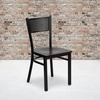 image:imageFlash Furniture HERCULES Series Black Grid Back Metal Restaurant Chair  Burgundy Vinyl SeatMahogany Wood SeatBlack Metal Frame