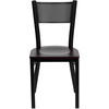image:imageFlash Furniture HERCULES Series Black Grid Back Metal Restaurant Chair  Burgundy Vinyl SeatMahogany Wood SeatBlack Metal Frame