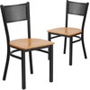 image:imageFlash Furniture HERCULES Series Black Grid Back Metal Restaurant Chair  Burgundy Vinyl SeatNatural Wood SeatBlack Metal Frame