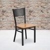 image:imageFlash Furniture HERCULES Series Black Grid Back Metal Restaurant Chair  Burgundy Vinyl SeatNatural Wood SeatBlack Metal Frame