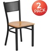 image:imageFlash Furniture HERCULES Series Black Grid Back Metal Restaurant Chair  Burgundy Vinyl SeatNatural Wood SeatBlack Metal Frame