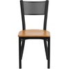 image:imageFlash Furniture HERCULES Series Black Grid Back Metal Restaurant Chair  Burgundy Vinyl SeatNatural Wood SeatBlack Metal Frame