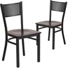 image:imageFlash Furniture HERCULES Series Black Grid Back Metal Restaurant Chair  Burgundy Vinyl SeatWalnut Wood SeatBlack Metal Frame