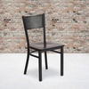 image:imageFlash Furniture HERCULES Series Black Grid Back Metal Restaurant Chair  Burgundy Vinyl SeatWalnut Wood SeatBlack Metal Frame