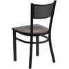 image:imageFlash Furniture HERCULES Series Black Grid Back Metal Restaurant Chair  Burgundy Vinyl SeatWalnut Wood SeatBlack Metal Frame