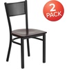 image:imageFlash Furniture HERCULES Series Black Grid Back Metal Restaurant Chair  Burgundy Vinyl SeatWalnut Wood SeatBlack Metal Frame