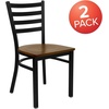 image:imageFlash Furniture HERCULES Series Black Ladder Back Metal Restaurant Chair  Black Vinyl SeatCherry Wood