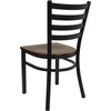 image:imageFlash Furniture HERCULES Series Black Ladder Back Metal Restaurant Chair  Black Vinyl SeatMahogany Wood
