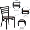 image:imageFlash Furniture HERCULES Series Black Ladder Back Metal Restaurant Chair  Black Vinyl SeatMahogany Wood