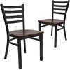 image:imageFlash Furniture HERCULES Series Black Ladder Back Metal Restaurant Chair  Black Vinyl SeatMahogany Wood