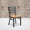 image:imageFlash Furniture HERCULES Series Black Ladder Back Metal Restaurant Chair  Black Vinyl SeatNatural Wood