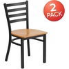 image:imageFlash Furniture HERCULES Series Black Ladder Back Metal Restaurant Chair  Black Vinyl SeatNatural Wood