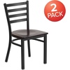 image:imageFlash Furniture HERCULES Series Black Ladder Back Metal Restaurant Chair  Black Vinyl SeatWalnut Wood