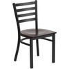 image:imageFlash Furniture HERCULES Series Black Ladder Back Metal Restaurant Chair  Black Vinyl SeatWalnut Wood