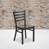 image:imageFlash Furniture HERCULES Series Black Ladder Back Metal Restaurant Chair  Black Vinyl SeatWalnut Wood